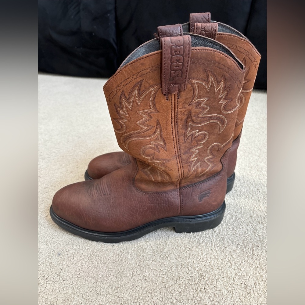 Red Wing Pecos Boots 2201 Pull On Cowboy Work Boot Steel Toe Brown Men's Sz 13 D